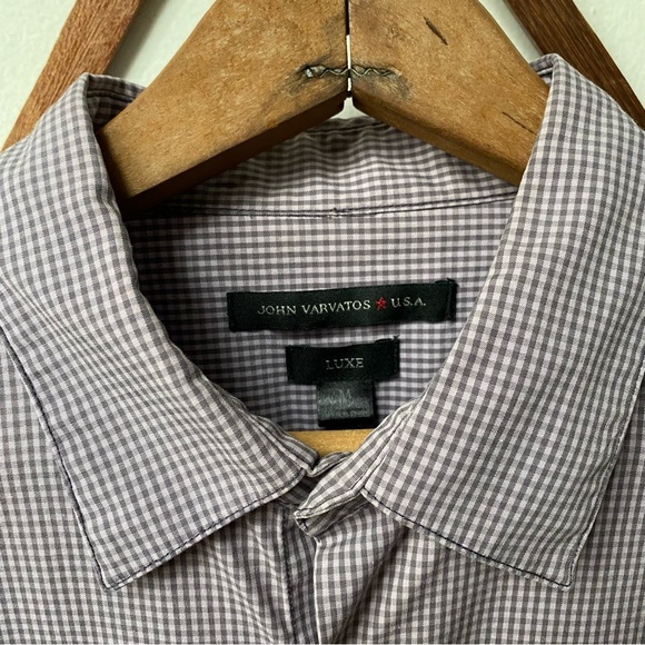 John Varvatos Luxe Checkered Button Down Shirt - Picture 3 of 10